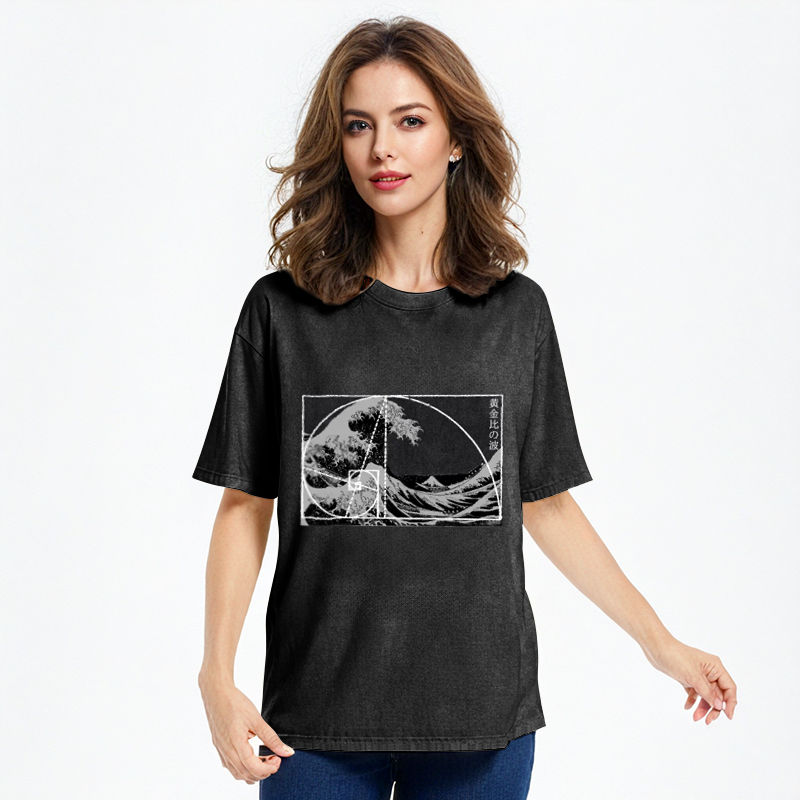 Tokyo-Assassin Golden Ratio Wave Washed T-Shirt-Tokyo-Assassin