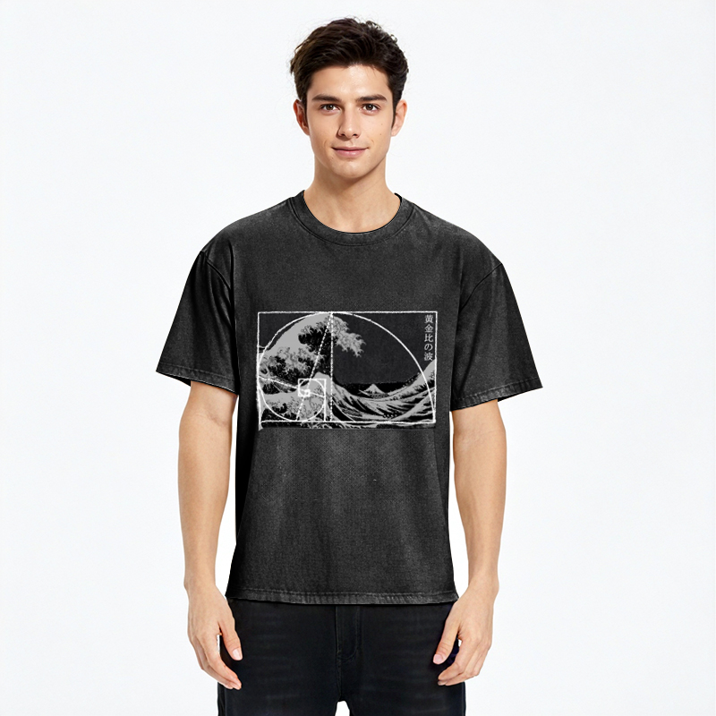 Tokyo-Assassin Golden Ratio Wave Washed T-Shirt-Tokyo-Assassin