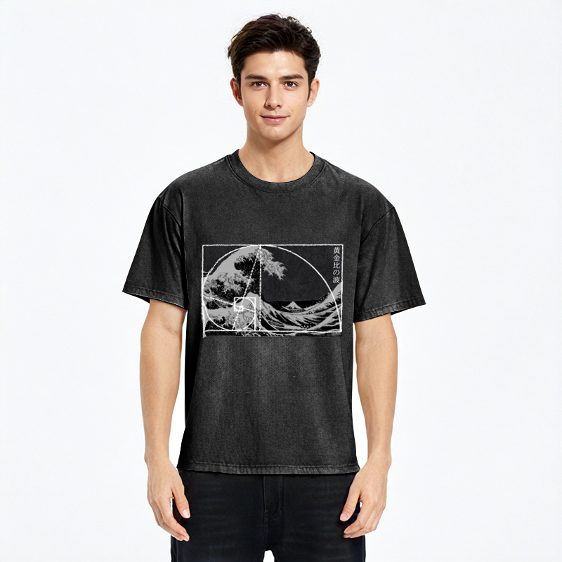 Tokyo-Assassin Golden Ratio Wave Washed T-Shirt-Tokyo-Assassin