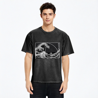 Tokyo-Assassin Golden Ratio Wave Washed T-Shirt-Tokyo-Assassin