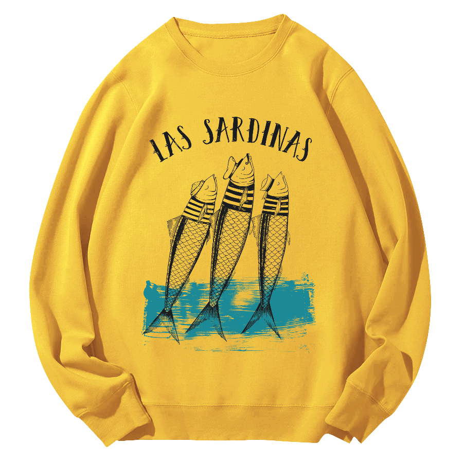Las Sardinas  Round Neck Sweatshirt-Zazasy