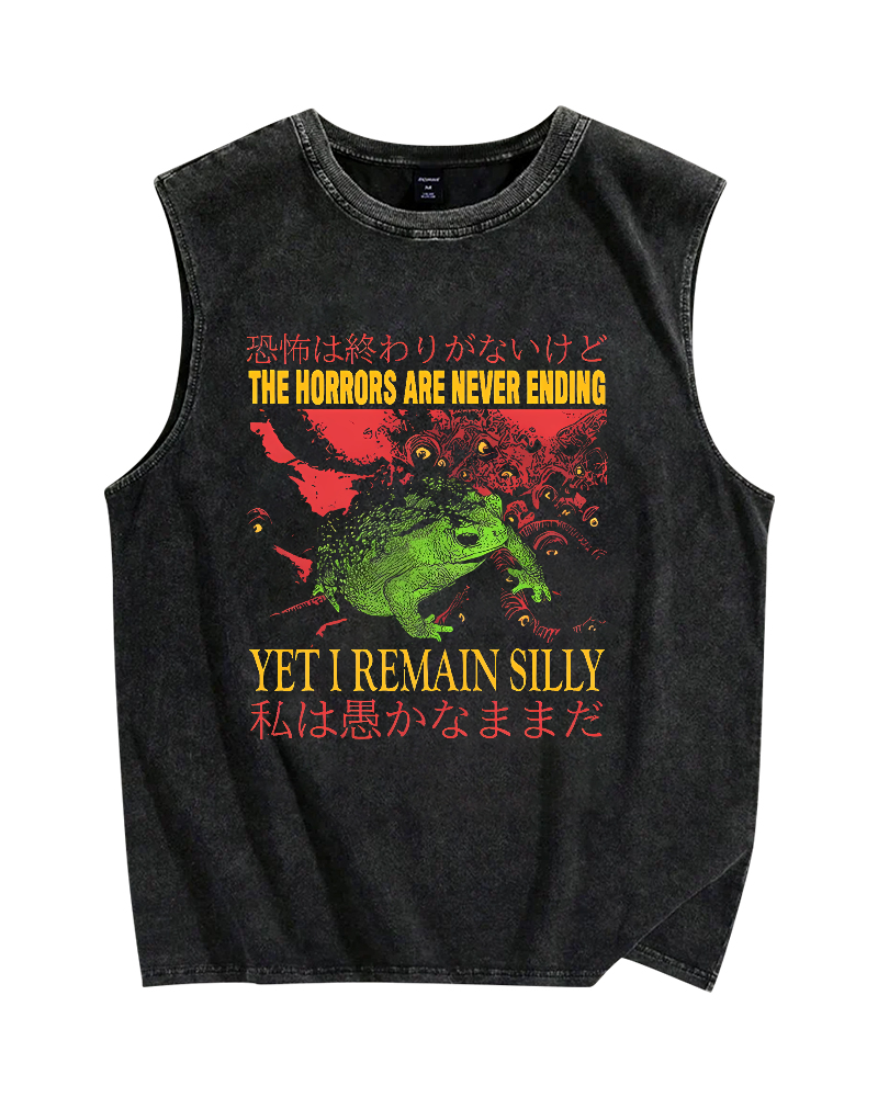 Terrifying Japanese Frog Vintage Distressed Washed Tank-Zazasy