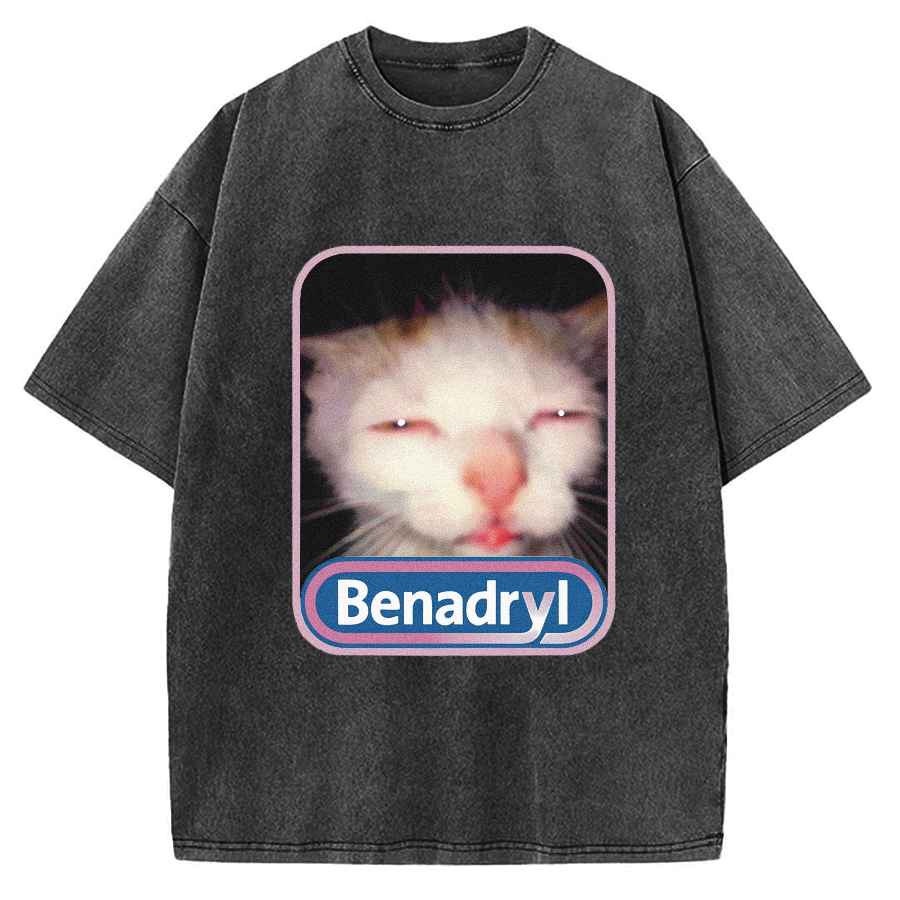 Benadryl Cat Meme Vintage Washed T-shirt