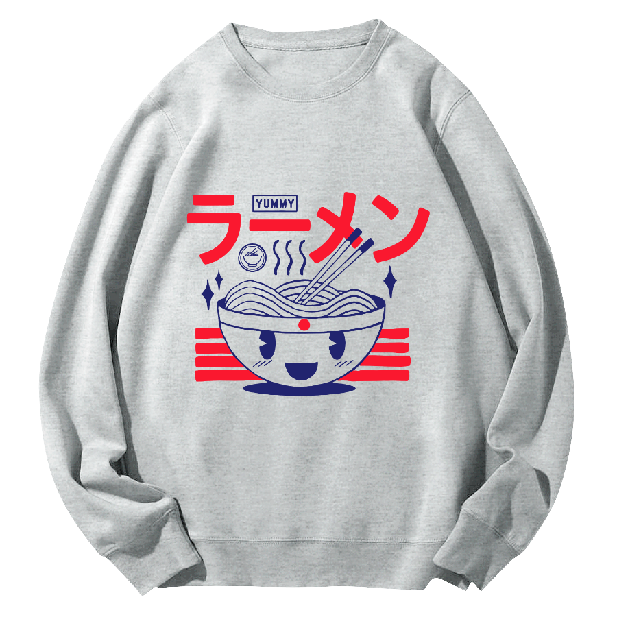 Japanese Lamian Noodles Round Neck Sweatshirt-Zazasy