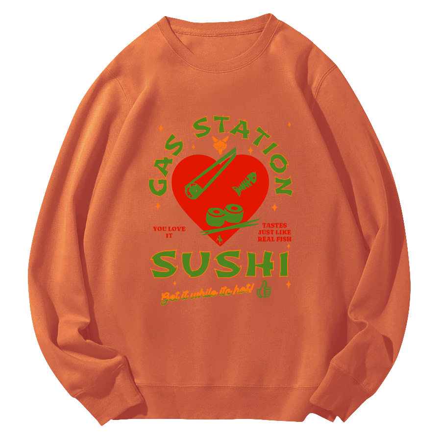 I like Sushi, Japanese Style Round Neck Sweatshirt-Zazasy