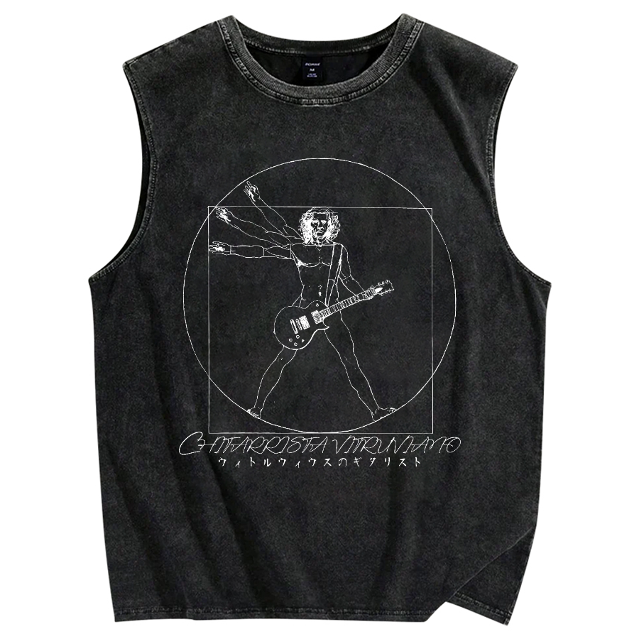 Vitruvian Guitarist Vintage Distressed Washed Tank Top