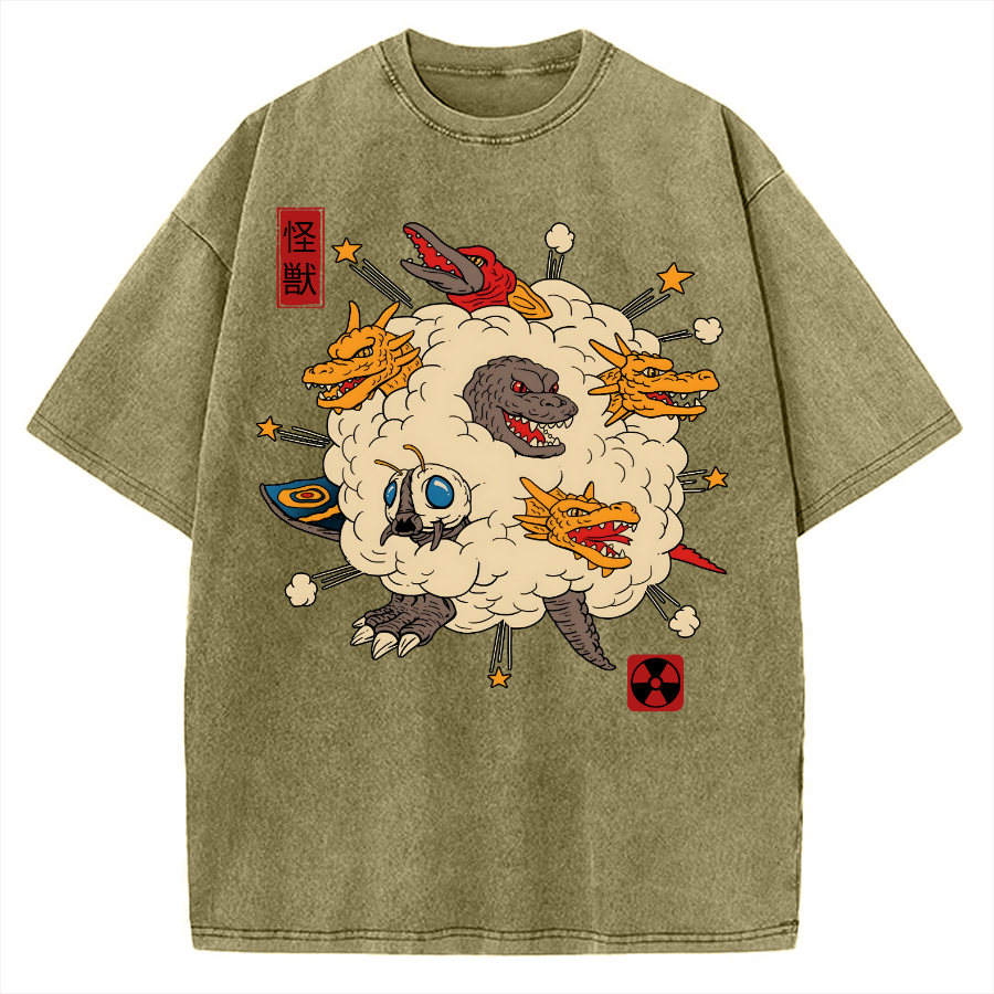 Tokyo-Assassin Monster Fight Vintage Washed T-shirt