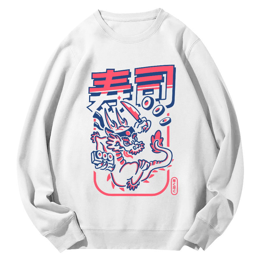 Japanese Sushi Round Neck Sweatshirt-Zazasy