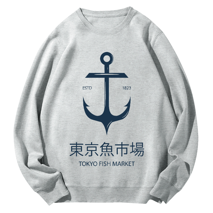 Tokyo Fish Market Round Neck Sweatshirt-Zazasy