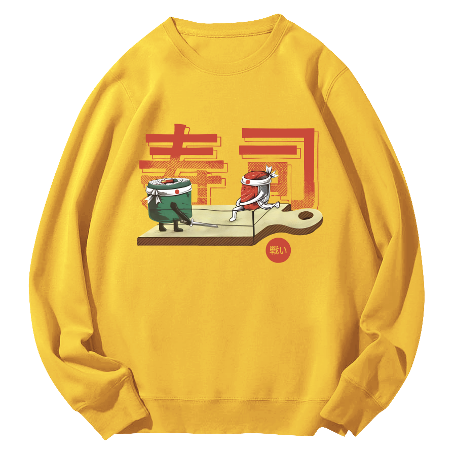 Japanese Sushi Round Neck Sweatshirt-Zazasy