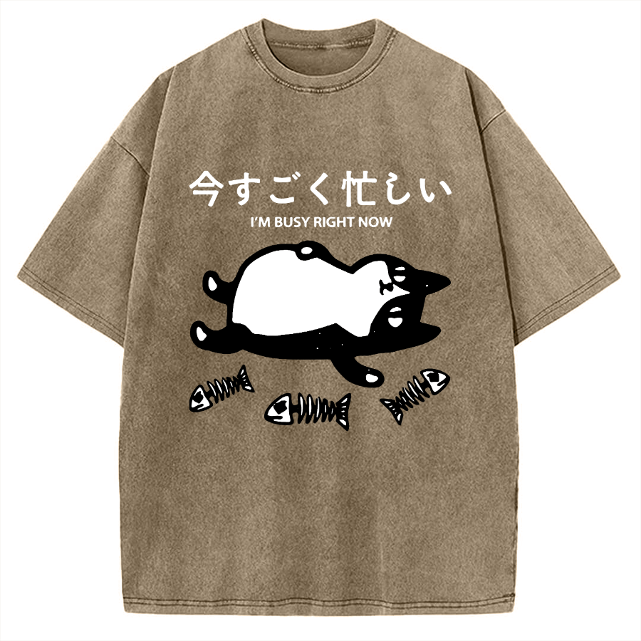 Tokyo-Tiger I'm Busy Right Now Vintage Washed T-shirt