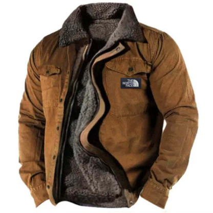 Men's Casual Brown Bomber Jacket with Zipper & Side Seam Inserts