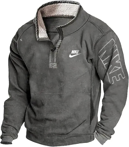 2024 TNF® Men's Casual Stand Collar Pocket Sweatshirt, Men's 1/4 Zip Pullover Slim Stand Collar Long Sleeve Sweatshirt