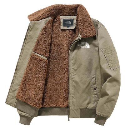 Men's Fleece Tactical Jacket with Fur Collar