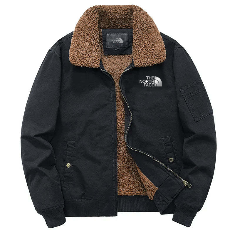 Men's Fleece Tactical Jacket with Fur Collar