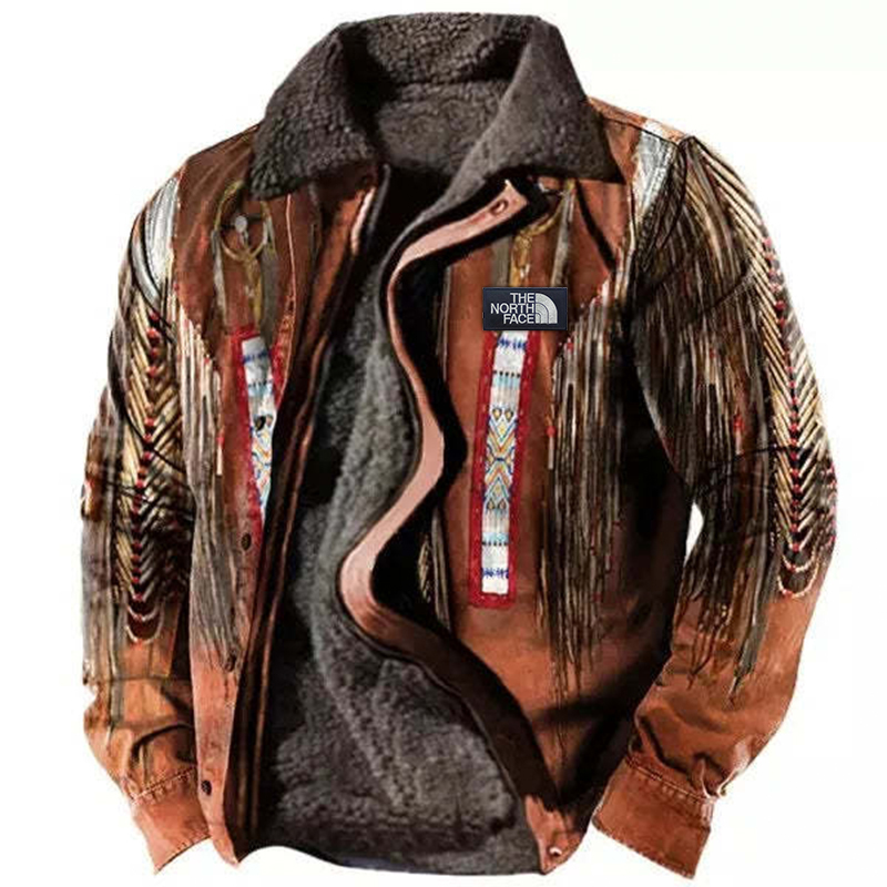 Men's Casual Brown Bomber Jacket with Zipper & Side Seam Inserts