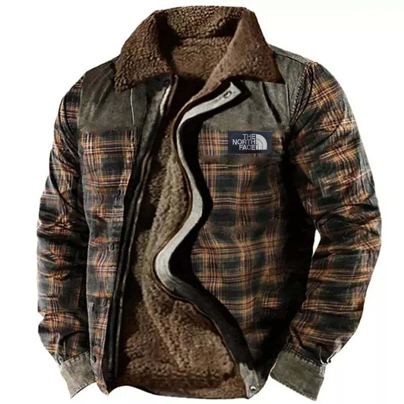 Men's Casual Brown Bomber Jacket with Zipper & Side Seam Inserts
