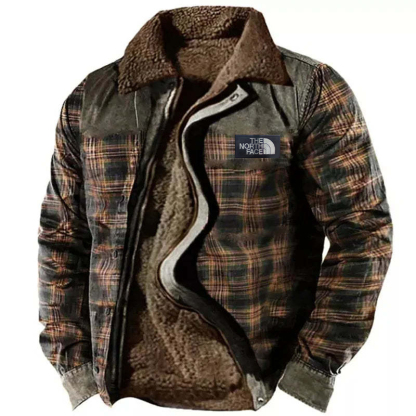 Men's Casual Brown Bomber Jacket with Zipper & Side Seam Inserts