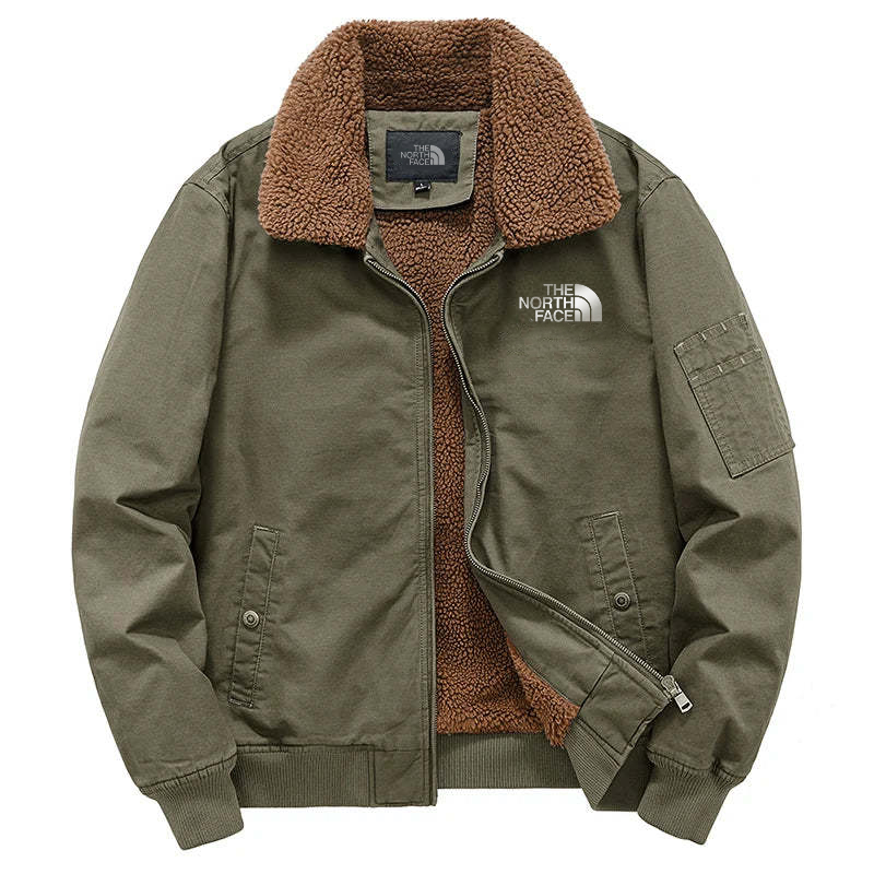 Men's Fleece Tactical Jacket with Fur Collar