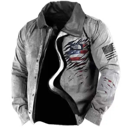 Men's Casual Brown Bomber Jacket with Zipper & Side Seam Inserts