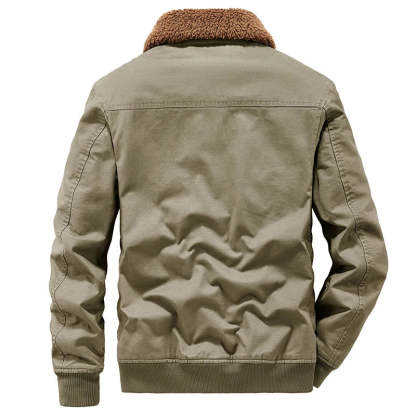 Men's Fleece Tactical Jacket with Fur Collar