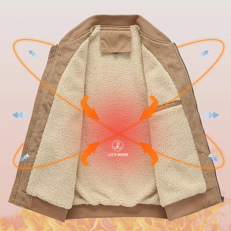 8XL Winter Men’s Thick Corduroy Fleece Jacket