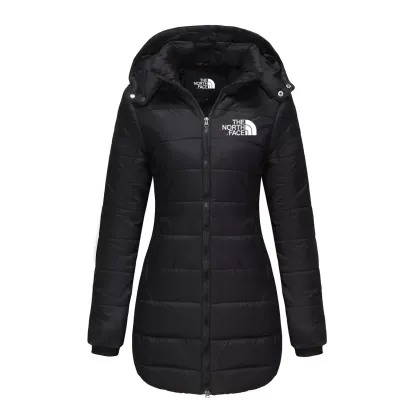 Women's cotton padded clothes, medium length, slim fitting cotton padded jacket, warm, solid hooded cotton padded clothes