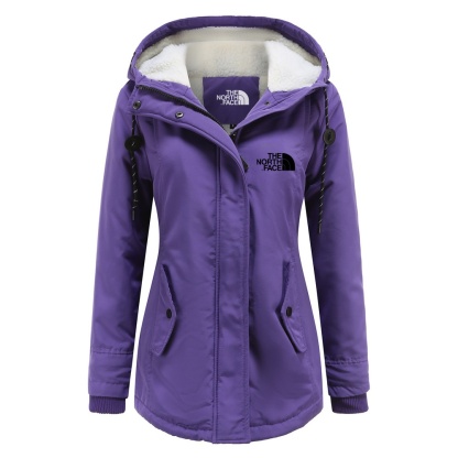 2024 TNF®-Solid Hood Thicken Parkas Long Coats, Casual Coat For Fall & Winter