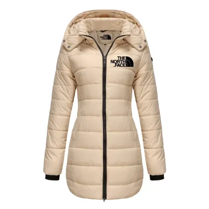 Women's cotton padded clothes, medium length, slim fitting cotton padded jacket, warm, solid hooded cotton padded clothes