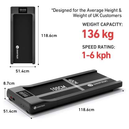 DeerRun Q1 Classic Pro Smart Walking Pad 136 Kg Capacity & Longer Size with Remote Control