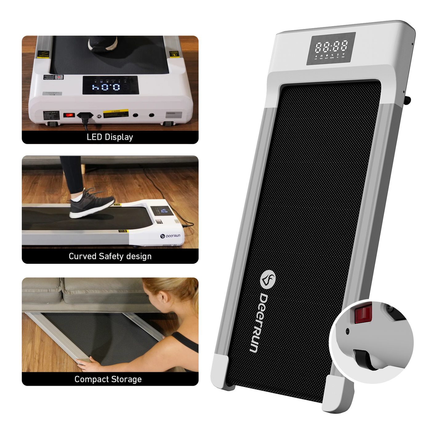 DeerRun Q1 Classic Pro Smart Walking Pad 136 Kg Capacity & Longer Size with Remote Control