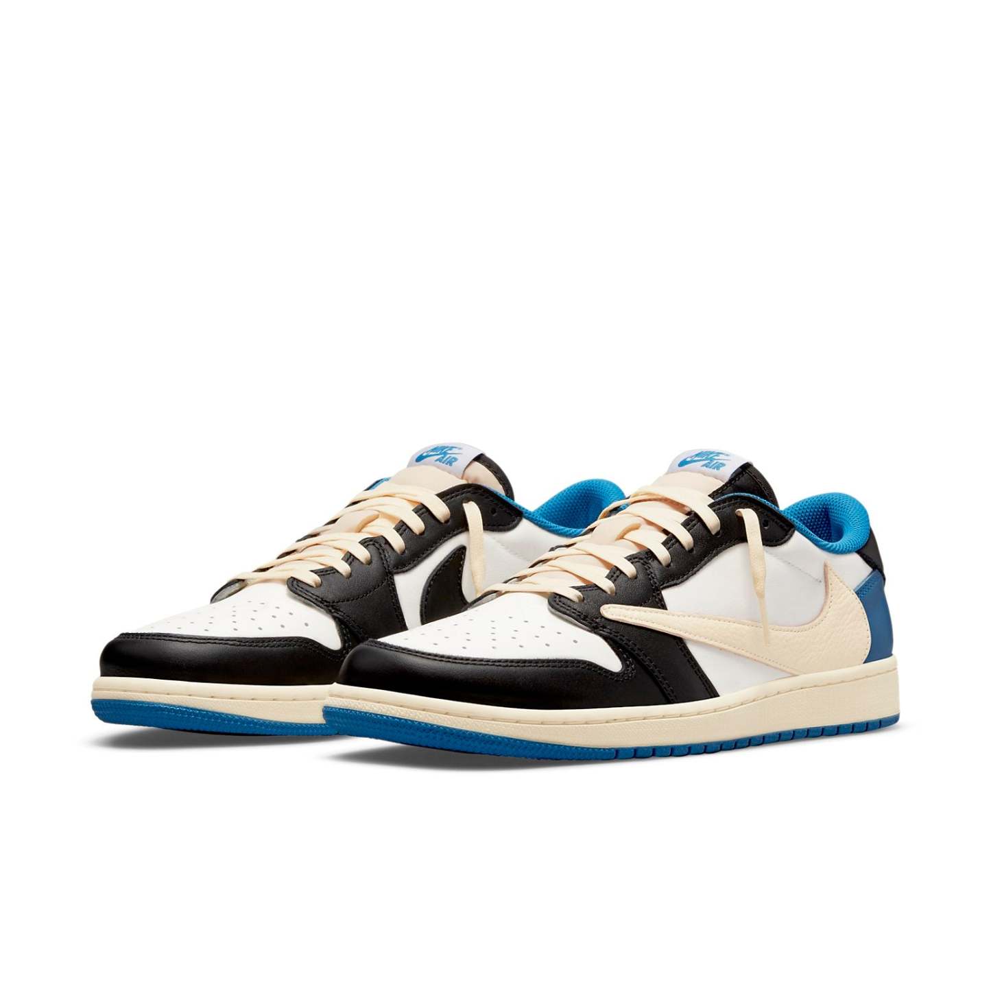 Fragment Design x Travis Scott x Air Jordan 1 Retro Low 'Sail Black Military Blue' DM7866-140
