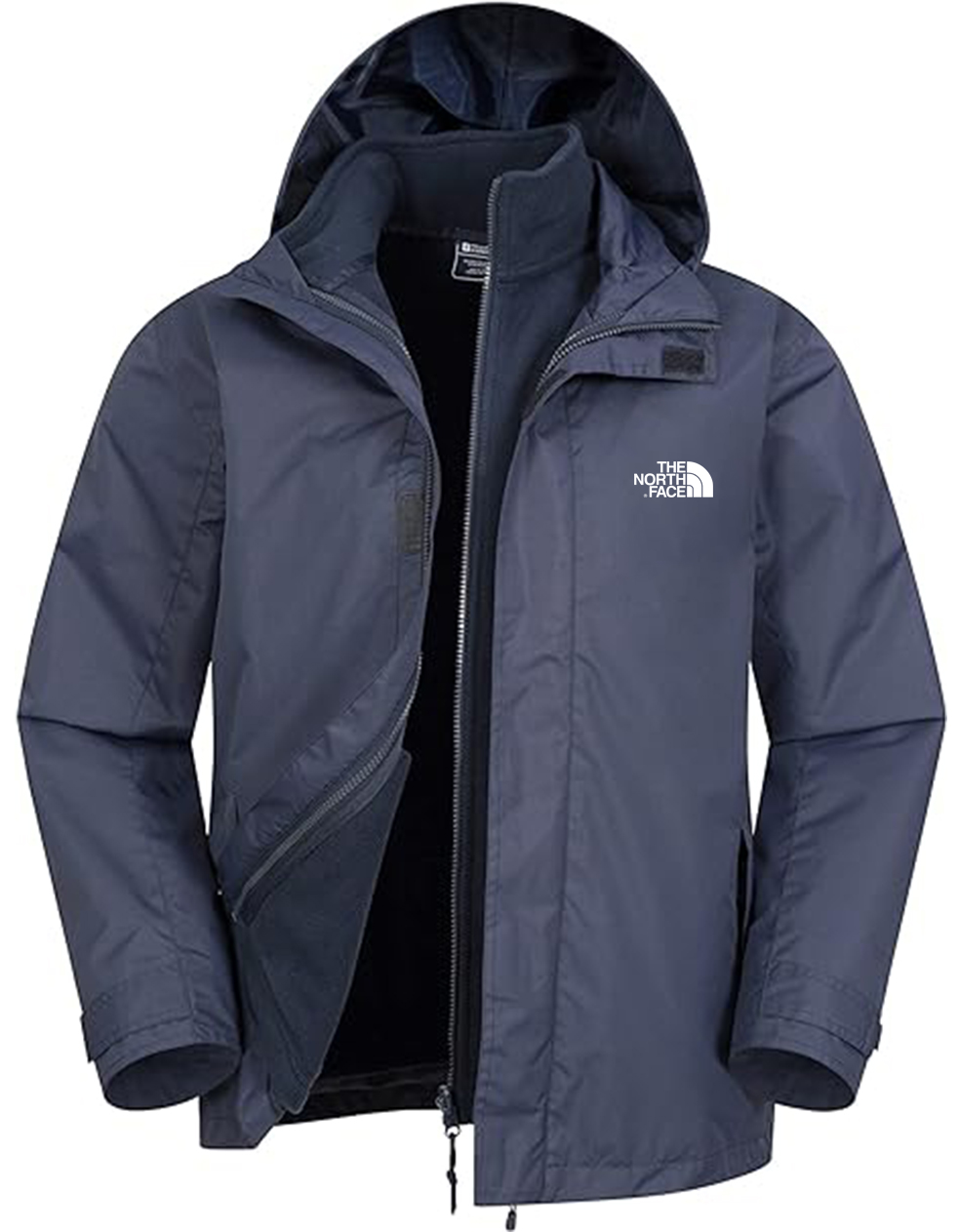 3 in 1 Water Resistant Jacket - Adjustable Hood Mens Coat, Detachable Inner Fleece Rain Jacket, Pockets -Winter Clothing for Walking, Travel