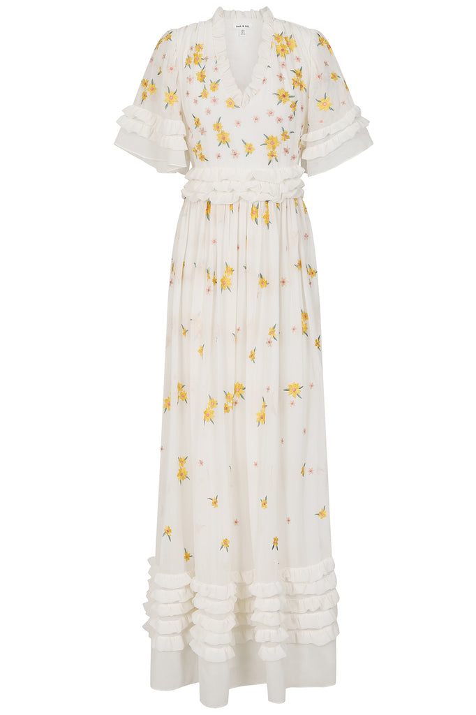 White Floral Embroidered Maxi Dress