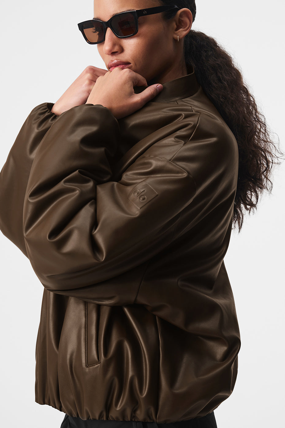 Faux Leather Premier Bomber - Espresso