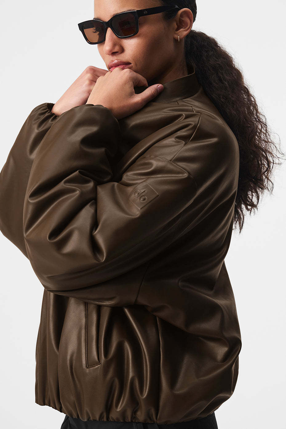 Faux Leather Premier Bomber - Espresso