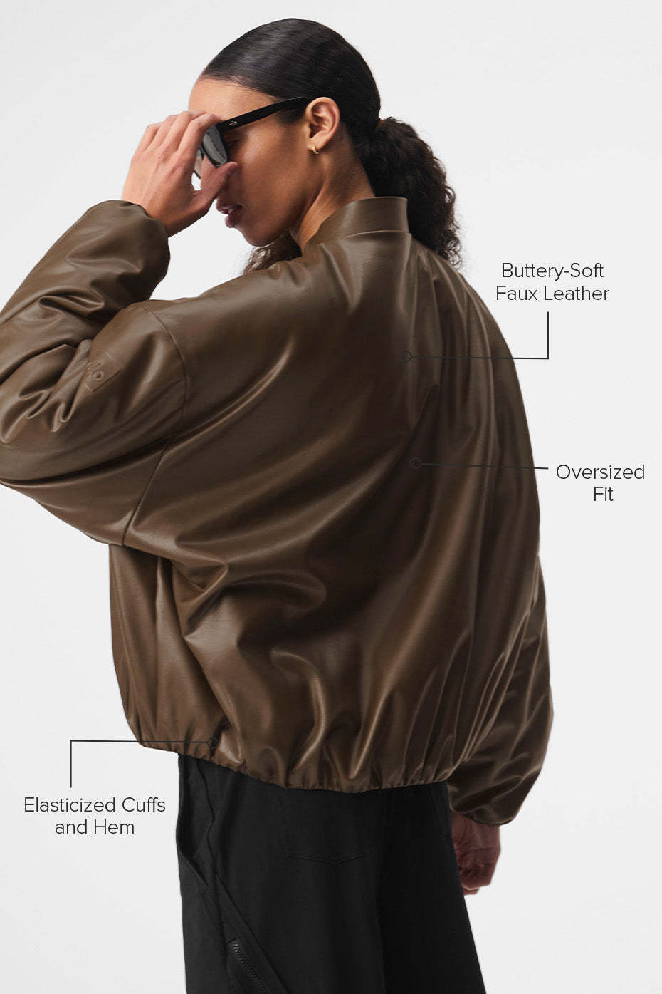 Faux Leather Premier Bomber - Espresso