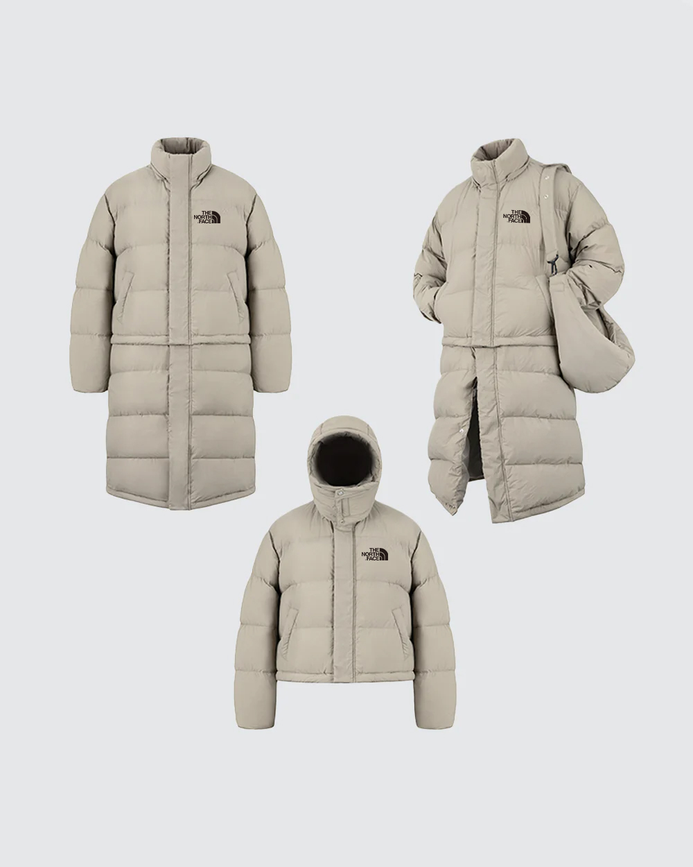 Multi-Style Detachable Long Down Jacket