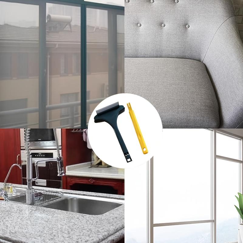 Household Cleaning Tool, Ideal for Christmas and Valentine's Day, Window Cleaning Brush, Cleaning Supplies, 2-in-1 Double-Sided Window Screen Cleaning Brush and Glass Wiper with Scraper, Long Handle, Dual-Use for Wet and Dry Cleaning.