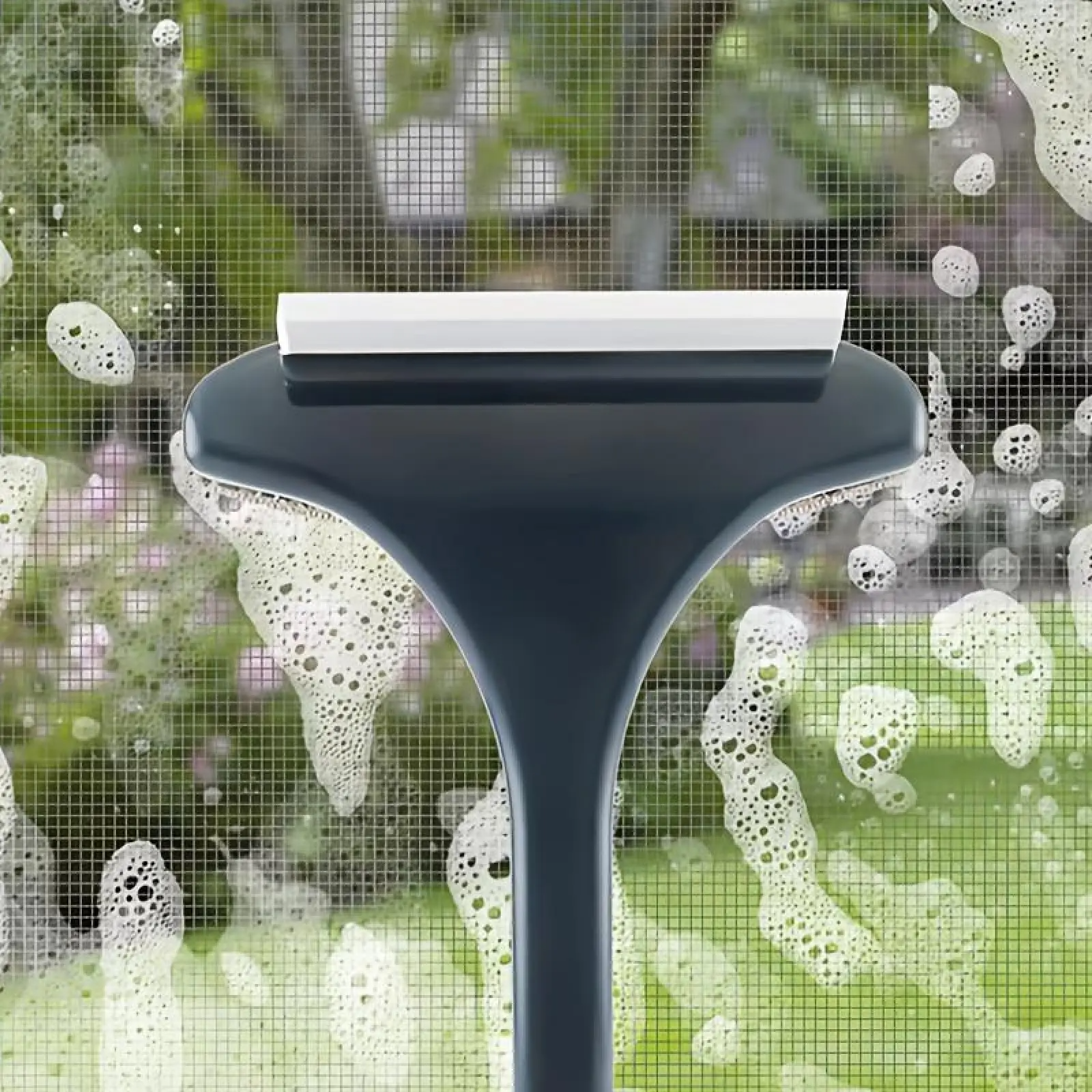 2-in-1 Double-Sided Window Screen Cleaning Brush and Glass Wiper with Scraper