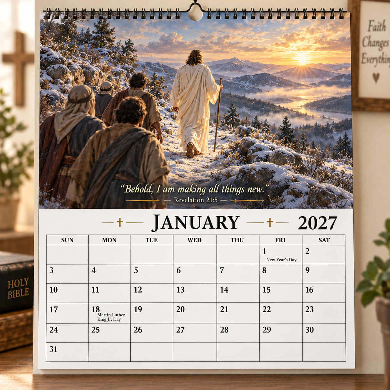 🔥49% Off Last Day - BUY 3 GET 1 FREE🔥2027 He Is Risen Christian Wall Calendar – Jesus Resurrection Scripture & Faith Inspirational Calendar