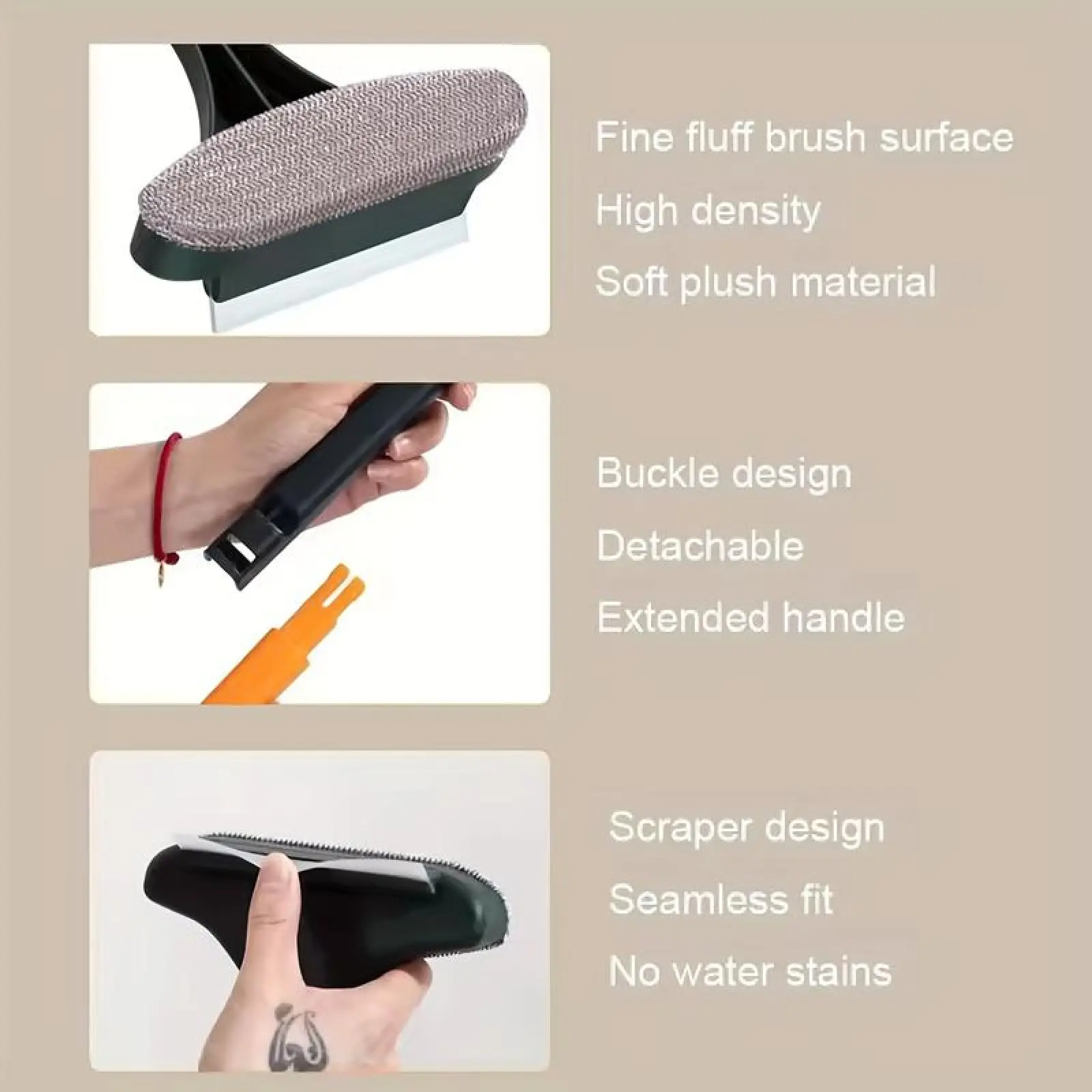 2-in-1 Double-Sided Window Screen Cleaning Brush and Glass Wiper with Scraper
