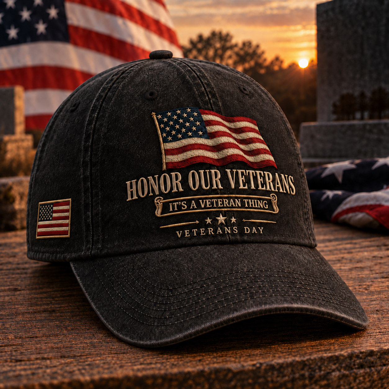 ⏳ Last Day 49% OFF –Vintage American Flag Veteran’s Day Embroidered-Style Hat