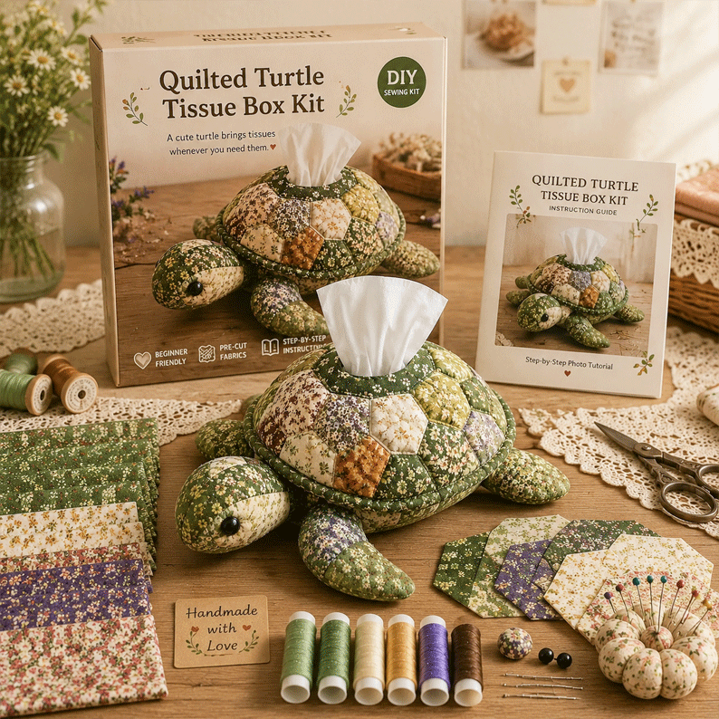 🌿 Quilted Turtle DIY Tissue Box Kit
