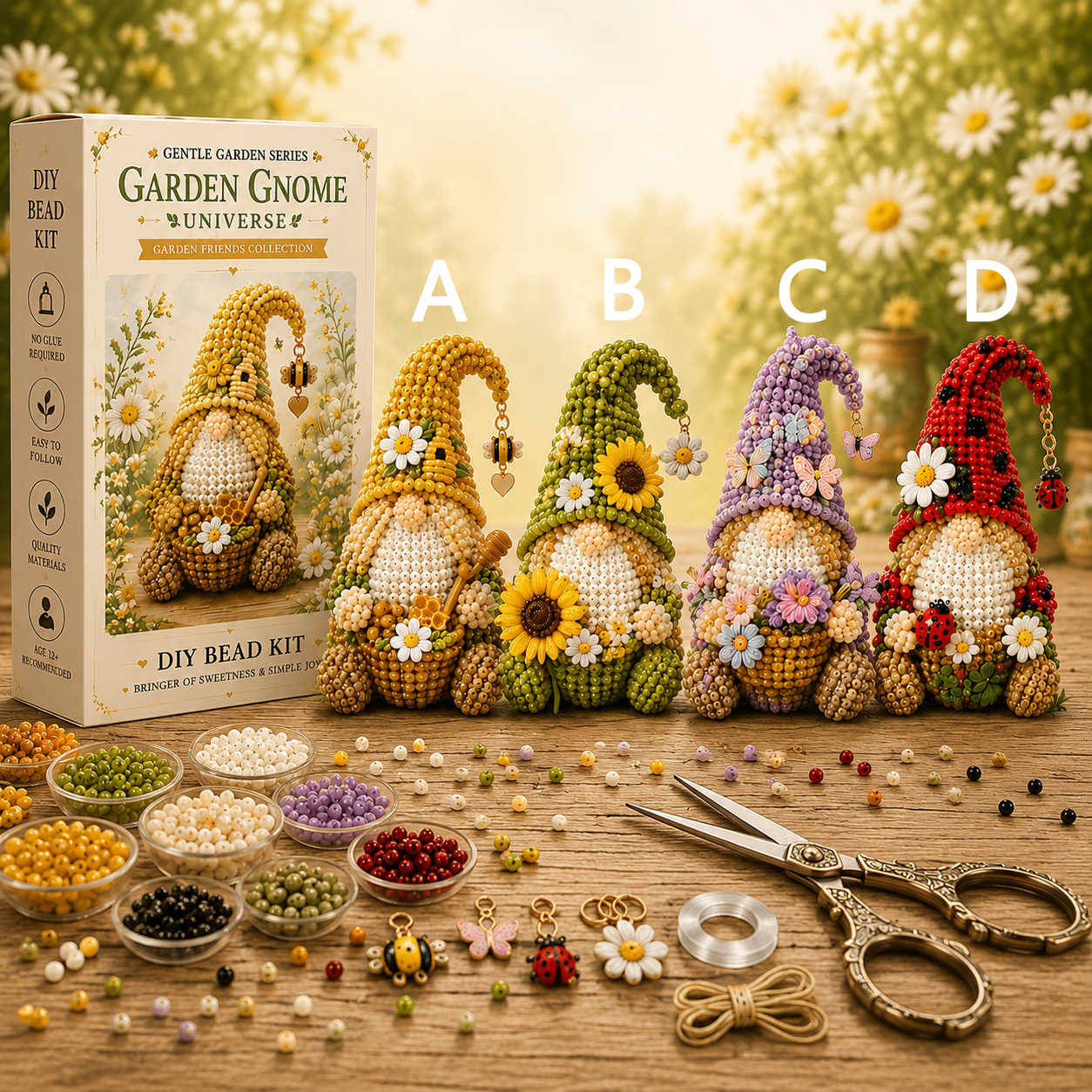 Garden Gnome DIY Bead Kit – Handmade Beaded Gnome Craft Kit