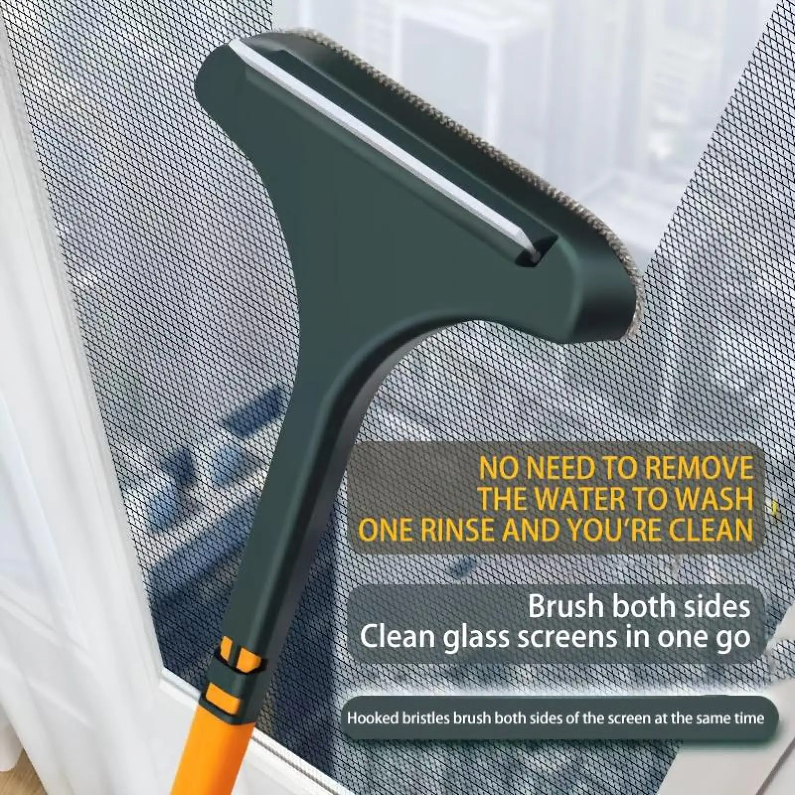 2-in-1 Double-Sided Window Screen Cleaning Brush and Glass Wiper with Scraper