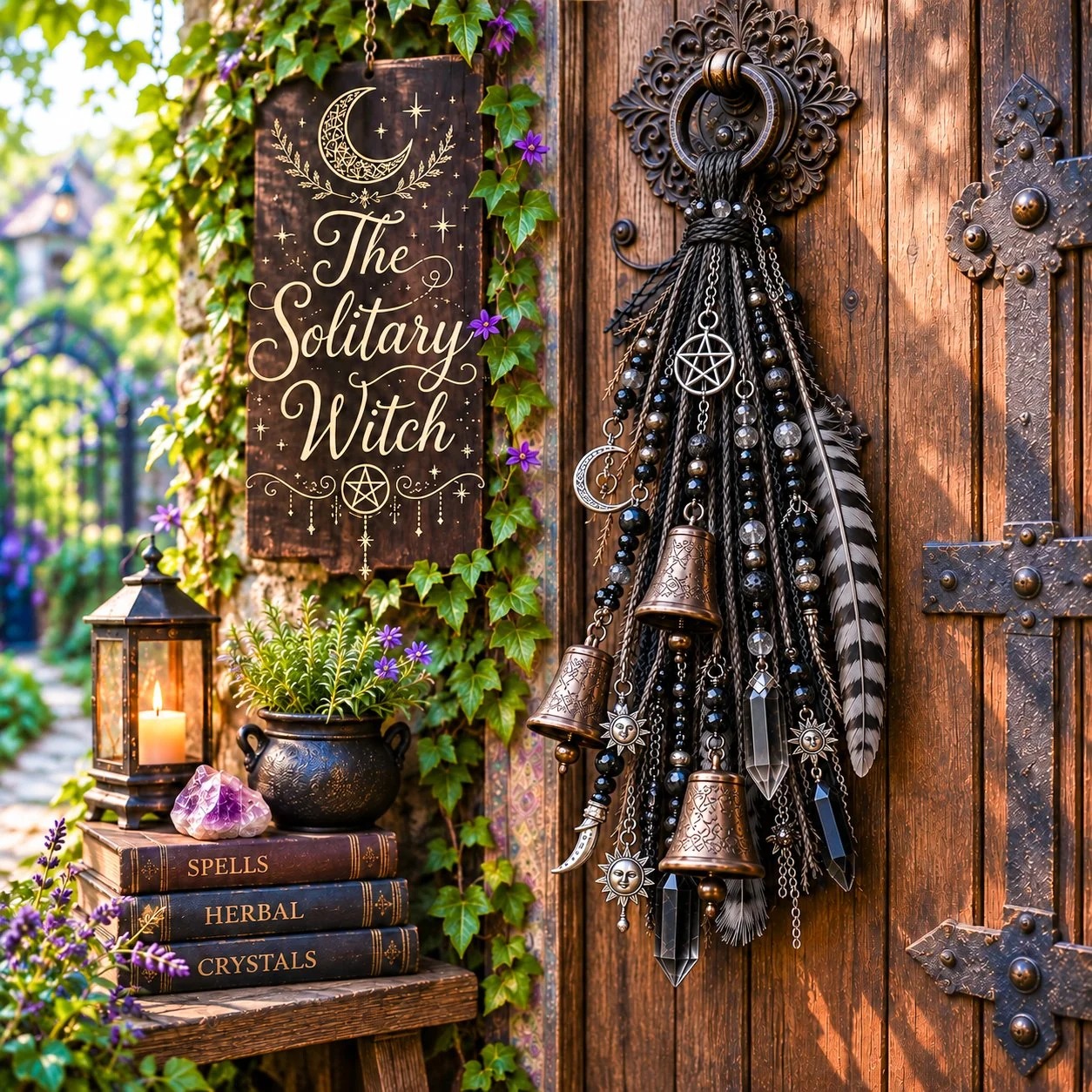 ⏳ Last Day 49% OFF –🔮Witchy Door Charm | Bells, Crystals & Celestial Hanging Decor🔮