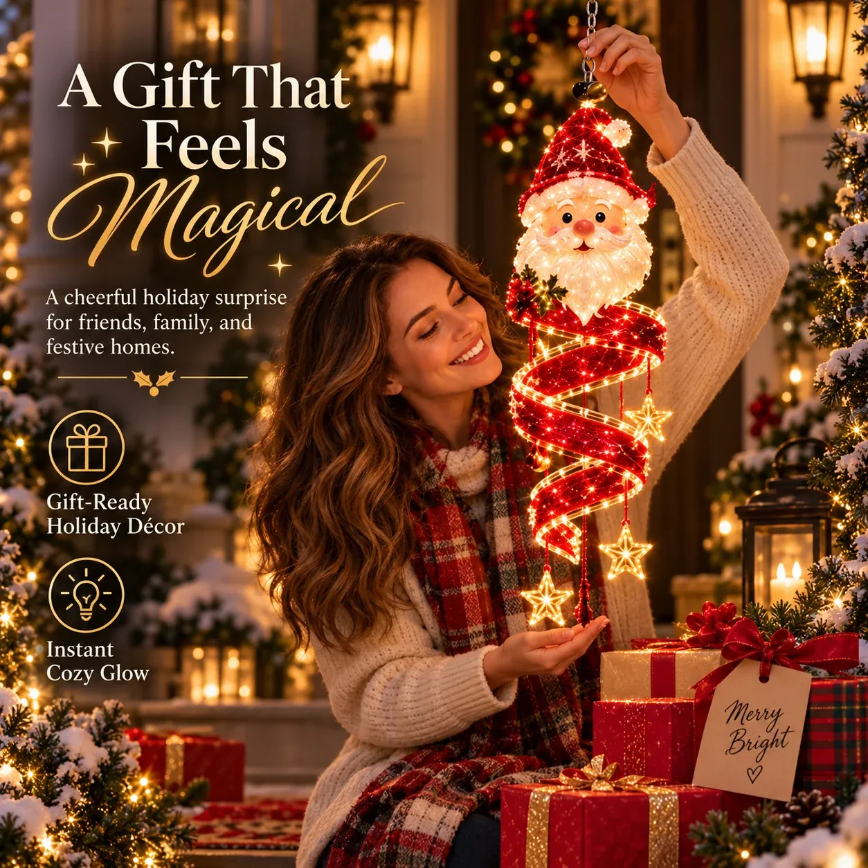 ⏳ Last Day 49% OFF – 🎄Christmas Magic Spiral Hanging LED Light Collection – 9 Festive Designs ✨