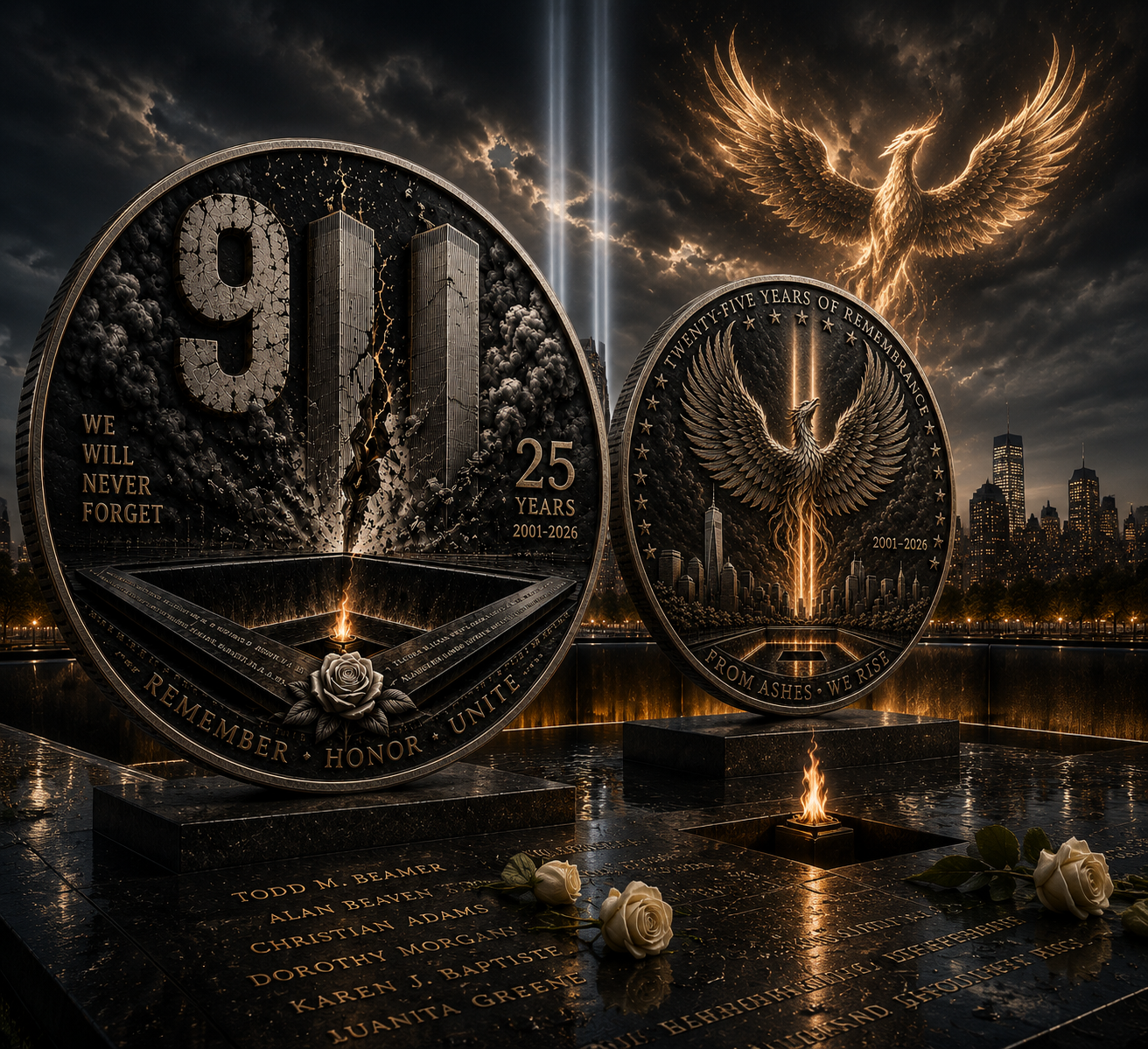 9/11 25th Anniversary Commemorative Coin – Never Forget Memorial Collectible (2001–2026)