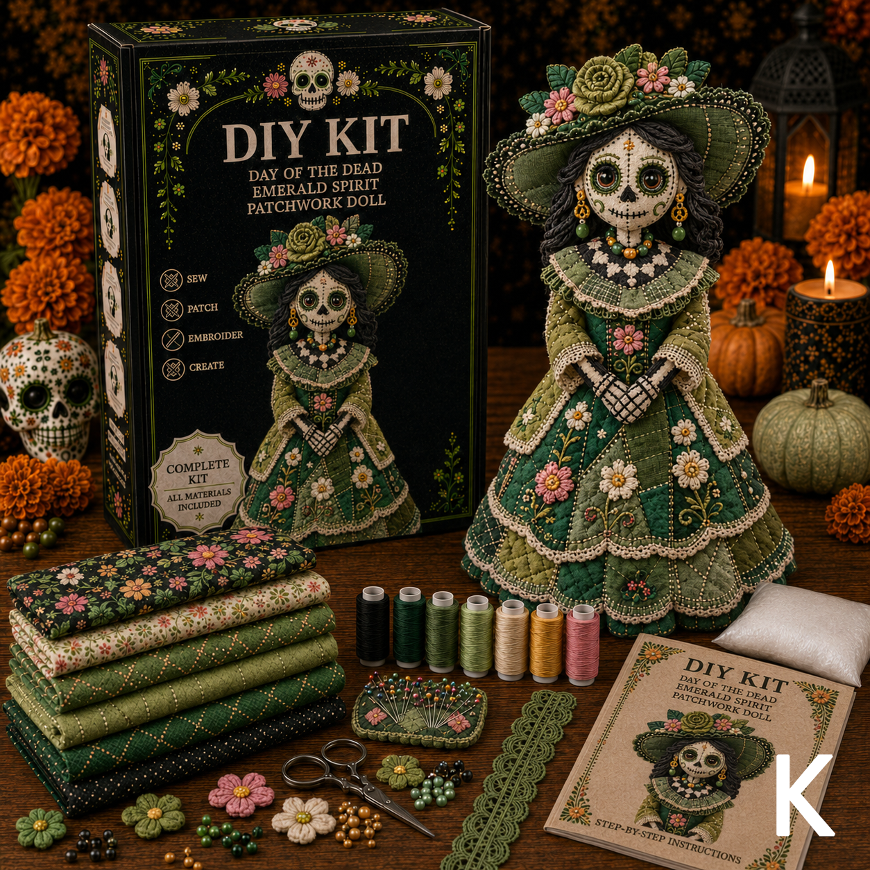 🔥LAST DAY 50% - Day of the Dead Patchwork Doll DIY Kit